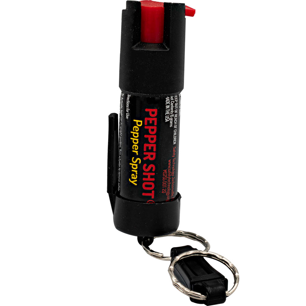 Pepper Shot 1.2% MC  1/2 oz  pepper spray belt clip and quick release keychain view 3